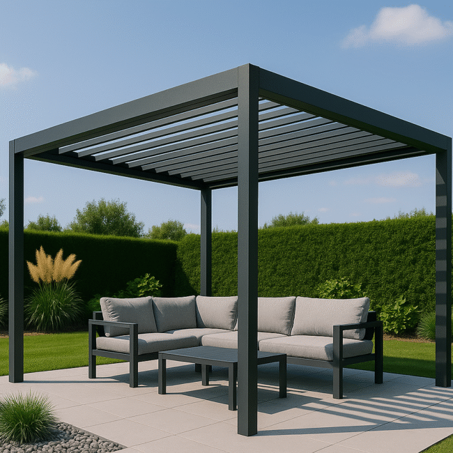 Nowoczesna pergola tarasowa – ochrona przed słońcem i deszczem na tarasie